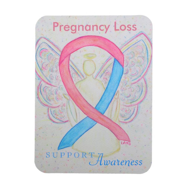 Pregnancy Loss Awareness Ribbon Angel Art Magnets (Vertical)