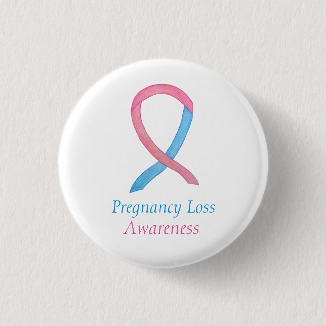 Pregnancy Loss Awareness Ribbon Art Button Pins (Front)