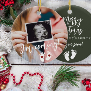 Pregnancy Merry Christmas baby ultrasound photo Ceramic Tree Decoration