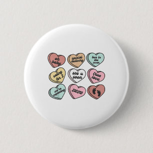 Pregnancy New Mum Candy Heart Cute Valentines Baby 6 Cm Round Badge