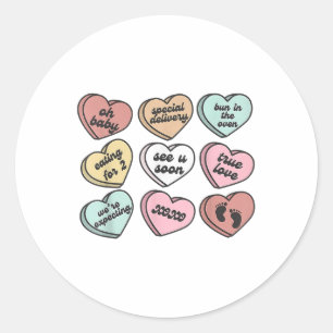 Pregnancy New Mum Candy Heart Cute Valentines Baby Classic Round Sticker