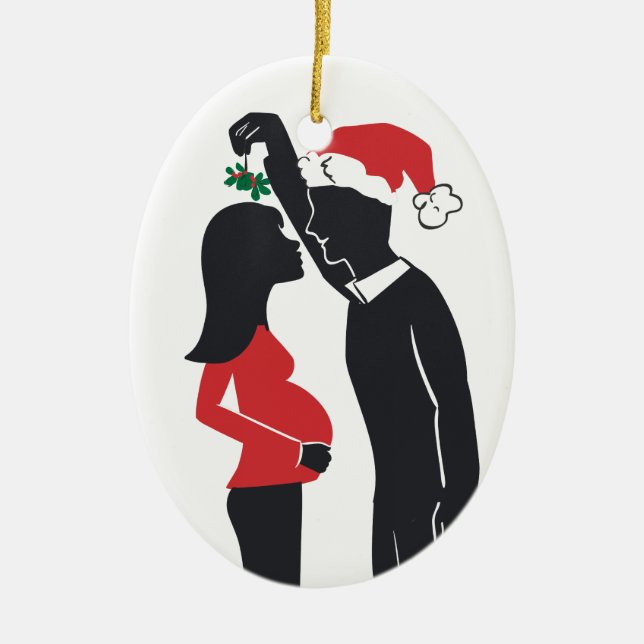 Pregnancy Ornament Mummy Kissing (Front)
