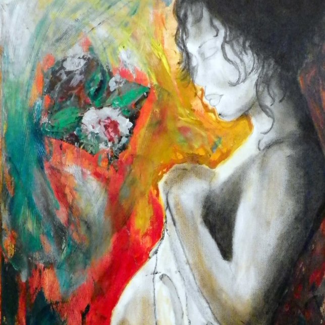 pregnancy-painting announcement postcard (Creator Uploaded)