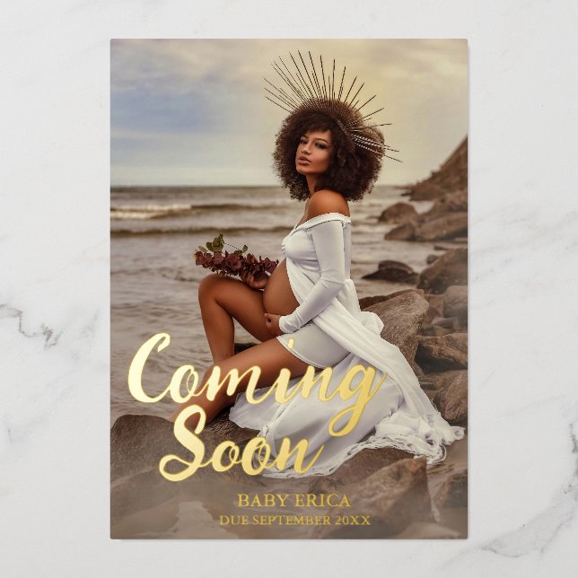 Pregnancy Photo Announcement | Minimal Coming Soon (Front)