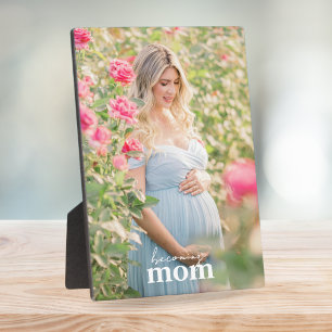 Pregnancy Photo Gift Modern Stylish Becoming Mom Plaque