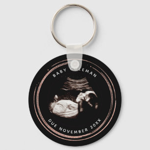 Pregnancy Pink Glitter Sonogram Ultrasound Photo Key Ring