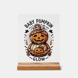 Pregnancy Pumpkin Shirt Vintage Halloween Belly De Acrylic Sign