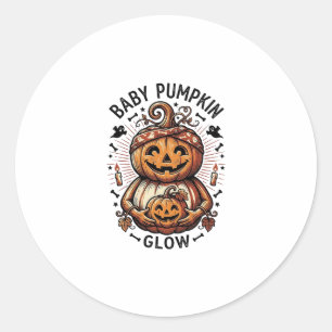 Pregnancy Pumpkin Shirt Vintage Halloween Belly De Classic Round Sticker