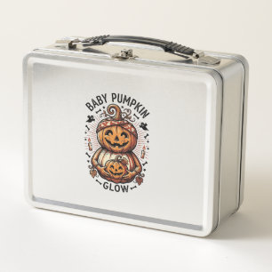 Pregnancy Pumpkin Shirt Vintage Halloween Belly De Metal Lunch Box