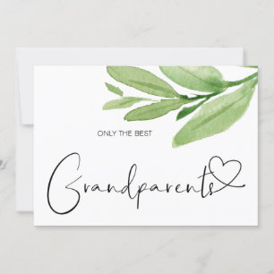 Pregnancy Reveal Grandparents New Baby Greenery Card