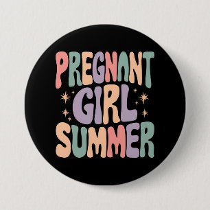 Pregnancy Reveal Pregnant Girl Summer Baby Shower  7.5 Cm Round Badge
