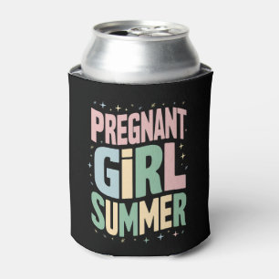 Pregnancy Reveal Pregnant Girl Summer Baby Shower Can Cooler