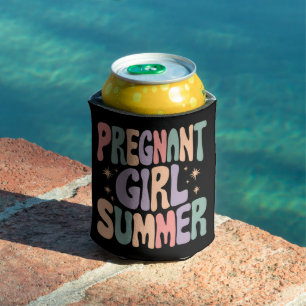 Pregnancy Reveal Pregnant Girl Summer Baby Shower Can Cooler