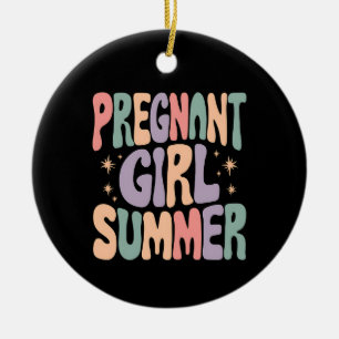 Pregnancy Reveal Pregnant Girl Summer Baby Shower  Ceramic Tree Decoration