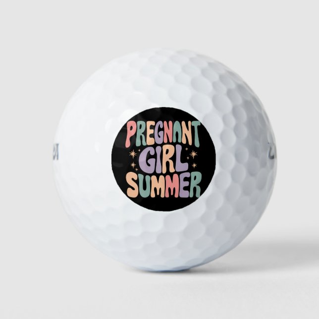Pregnancy Reveal Pregnant Girl Summer Baby Shower  Golf Balls (Front)