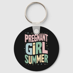 Pregnancy Reveal Pregnant Girl Summer Baby Shower Key Ring