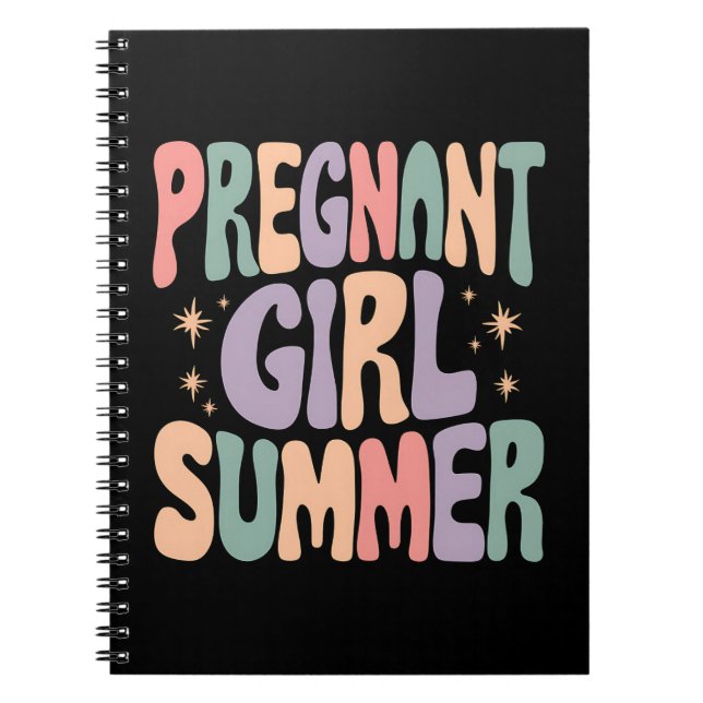 Pregnancy Reveal Pregnant Girl Summer Baby Shower  Notebook (Front)