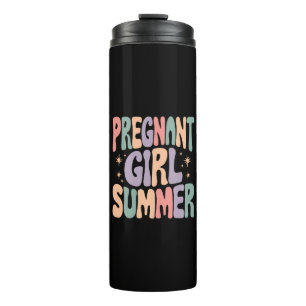Pregnancy Reveal Pregnant Girl Summer Baby Shower Thermal Tumbler