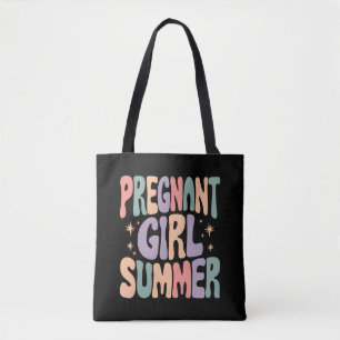 Pregnancy Reveal Pregnant Girl Summer Baby Shower Tote Bag