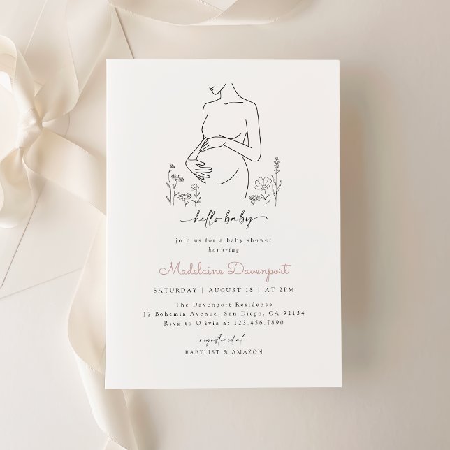 Pregnancy Silhouette Minimalist Baby Shower Invitation (Creator Uploaded)