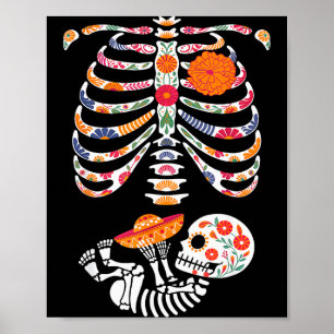 Pregnancy Skeleton Belly Day Of The Dead Dia De Lo Poster
