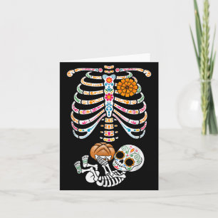 Pregnancy Skeleton Dia De Los Muertos Mexican Bell Card