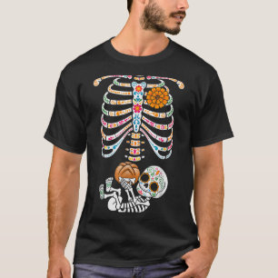 Pregnancy Skeleton Dia De Los Muertos Mexican Bell T-Shirt