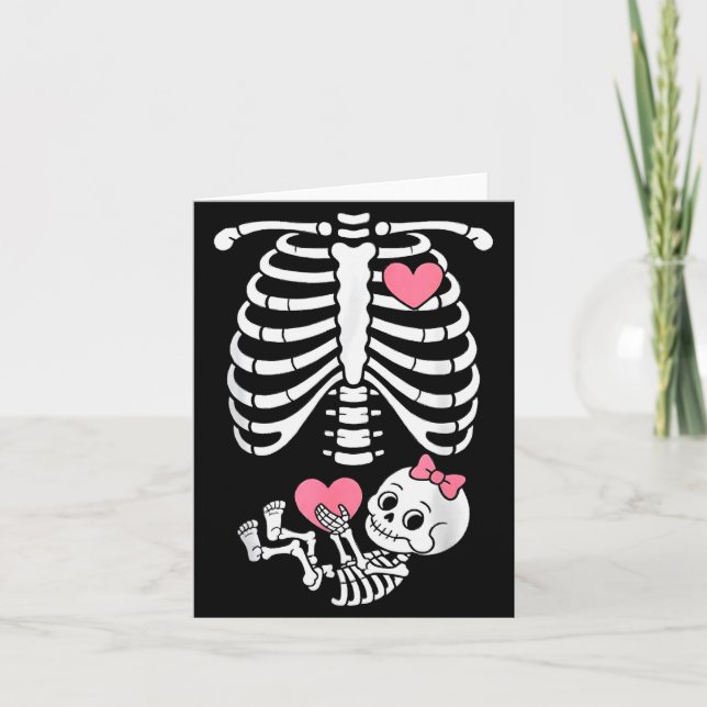 Pregnancy Skeleton Girl Baby Rib Cage Belly Bump H Card (Front)