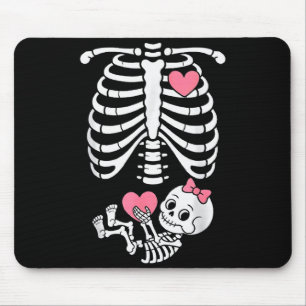 Pregnancy Skeleton Girl Baby Rib Cage Belly Bump H Mouse Mat