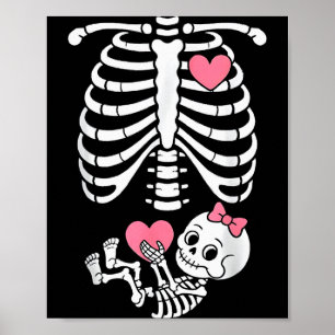 Pregnancy Skeleton Girl Baby Rib Cage Belly Bump H Poster