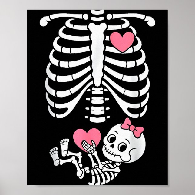 Pregnancy Skeleton Girl Baby Rib Cage Belly Bump H Poster (Front)