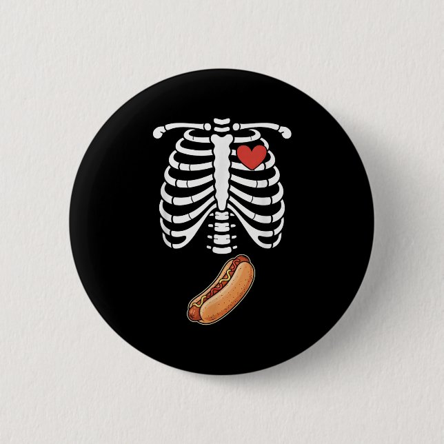 Pregnancy Skeleton Hotdog Belly Bump Rib Cage Hall 6 Cm Round Badge (Front)