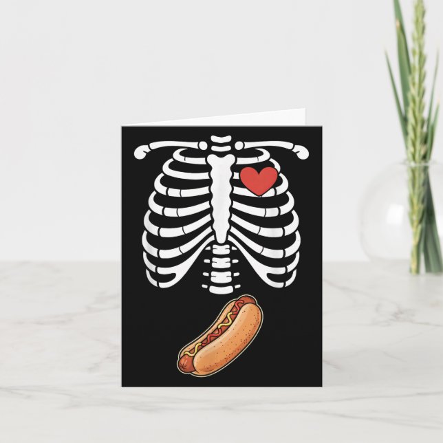 Pregnancy Skeleton Hotdog Belly Bump Rib Cage Hall Card (Front)