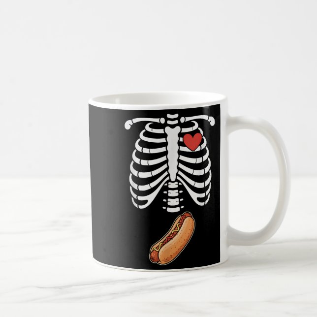 Pregnancy Skeleton Hotdog Belly Bump Rib Cage Hall Coffee Mug (Right)