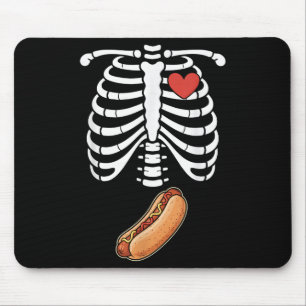 Pregnancy Skeleton Hotdog Belly Bump Rib Cage Hall Mouse Mat
