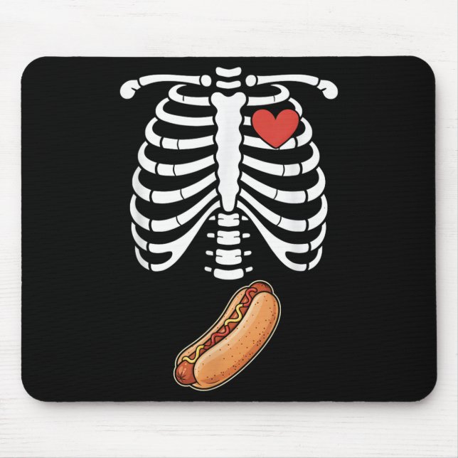Pregnancy Skeleton Hotdog Belly Bump Rib Cage Hall Mouse Mat (Front)