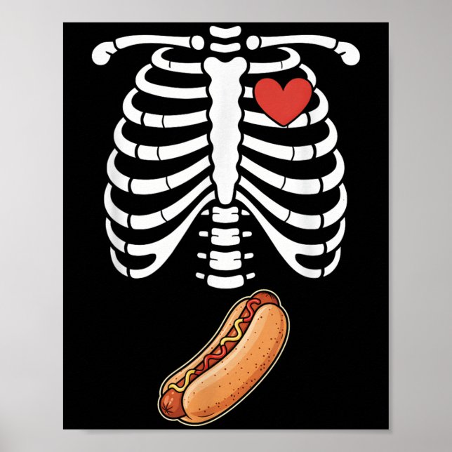 Pregnancy Skeleton Hotdog Belly Bump Rib Cage Hall Poster (Front)
