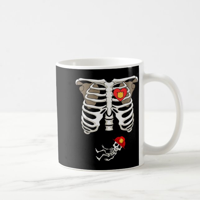 Pregnancy Skeleton Rib Funny Firefighter Bump Shir Coffee Mug (Right)