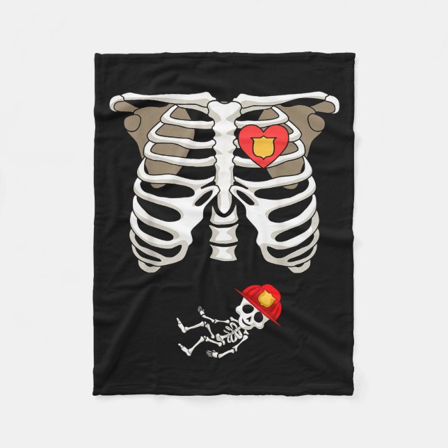 Pregnancy Skeleton Rib Funny Firefighter Bump Shir Fleece Blanket (Front)