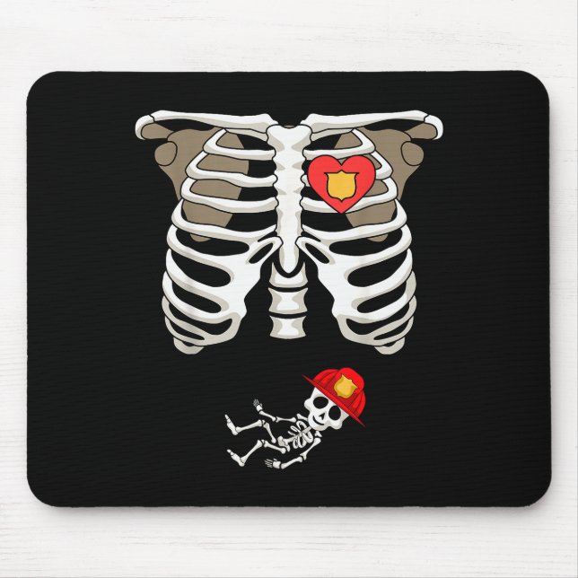 Pregnancy Skeleton Rib Funny Firefighter Bump Shir Mouse Mat (Front)