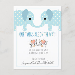 Pregnancy Twins Announcement Postcard