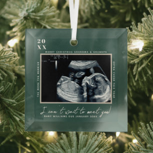 Pregnancy Ultrasound Photo   Merry Christmas  Glass Tree Decoration