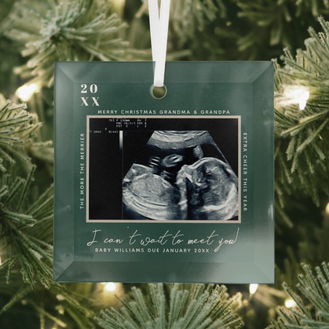 Pregnancy Ultrasound Photo | Merry Christmas  Glass Tree Decoration (Insitu)