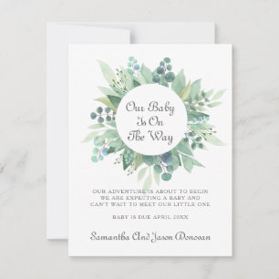 Pregnancy Watercolor Greenery Announcement