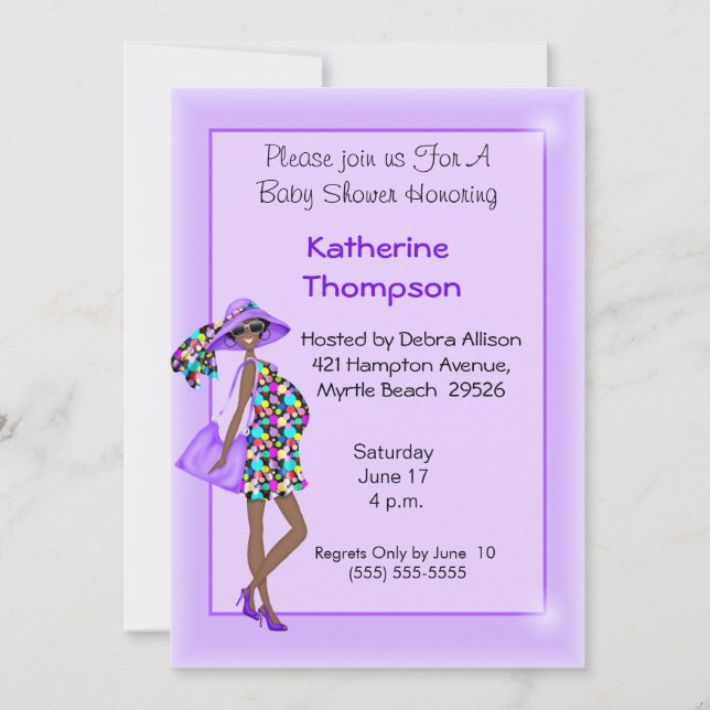 Pregnant African American Mum Baby Shower Invitation (Front)