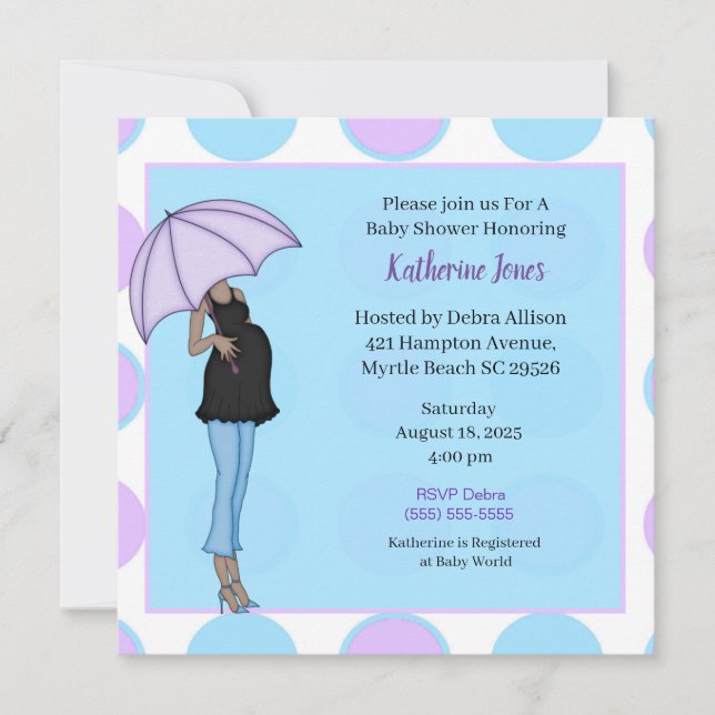 Pregnant African American Mum Shower Invitation (Front)