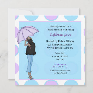Pregnant African American Mum Shower Invitation