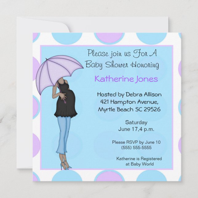 Pregnant African American Mum Shower Invitation (Front)