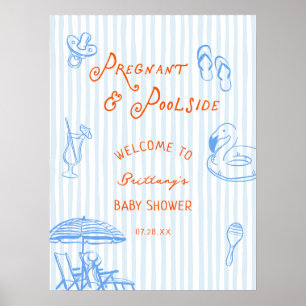 Pregnant and Poolside Baby Shower Welcome Sign