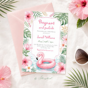 Pregnant and Poolside Baby Sprinkle Invitation